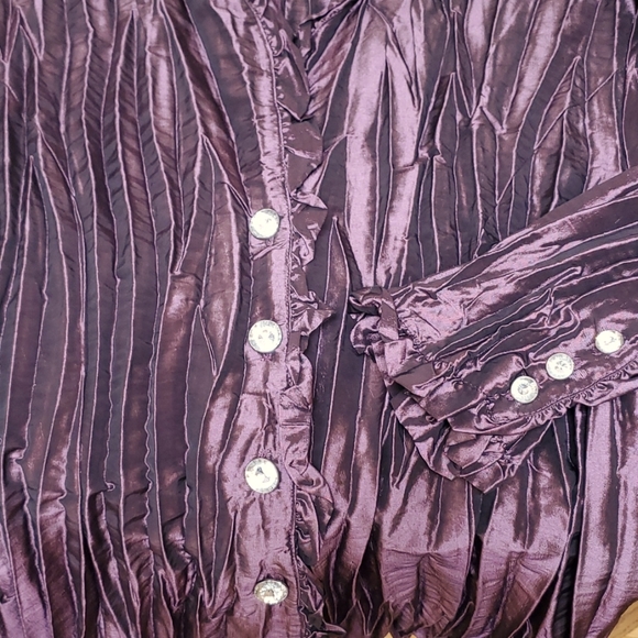 AN INDIAN SUMMER Jewel Button Pleated Blouse - Picture 5 of 7